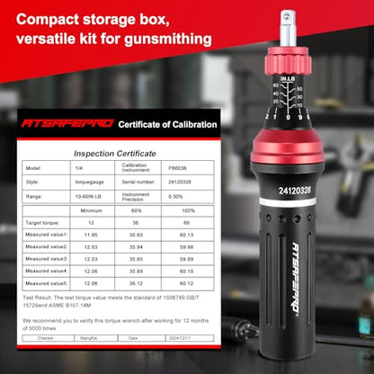 ATsafepro Torque Screwdriver 10-60 in.lb,21 Pcs Inch Pound Torque Screwdriver Set -1/4" Elastic Bit Holder and Bit Holder, Buckle Clamp, Flat, Hex, Torx, Philips, Fit for Bicycle, Tool Maintenance - style: Mechanical - 10-60 in.lb/1.1-6.8 Nm