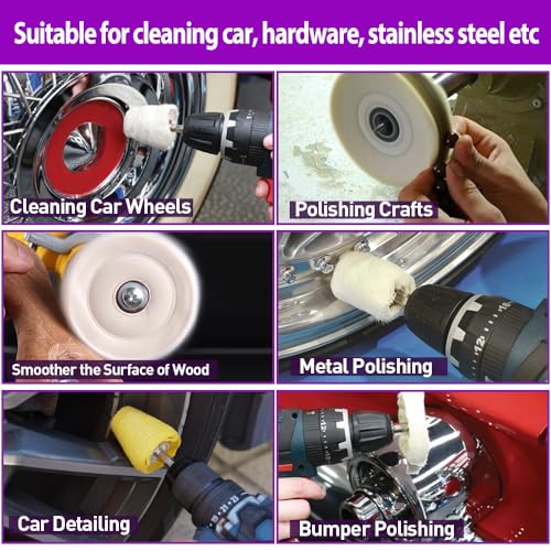 6 PCS Buffing Wheel with 3Pcs Polishing Compound for Dremel, Buffing Pad Polishing Wheel Kits with 1/4 Inch Shank for Metal Aluminum Chrome Wood Jewelry Brass Glass Plastic Stainless Steel - style: 9 PCS