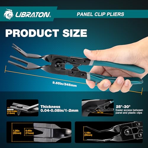 LIBRATON Panel Clip Pliers, Automotive Car Trim Removal Tool | Upholstery Interior Clip Removal Tool, Auto Door Panel Rivet Removal Automotive Fastener Push Pin Pry Pliers, Dashboard Tool