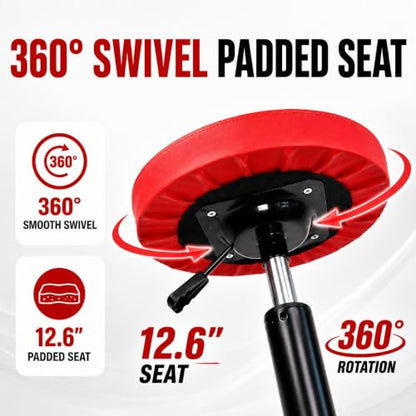 PowerSmart Rolling Mechanic Stool with Wheels, Pneumatic Adjustable Garage Shop Seat with Tool Tray, 330 lb Capacity Hydraulic Swivel Creeper Stool for Automotive Repair, Car Detailing & Workshop