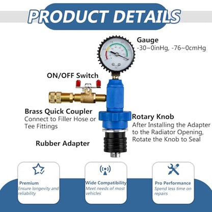 Efficiency Coolant Refill Tool with Vacuum Technology for Quick and Bubble Less Fluid Exchange Motorcycle Repair Engine Coolant Vacuum Fan