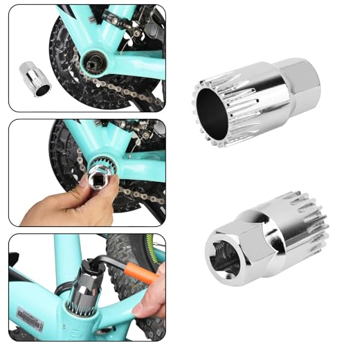 Oumers Bike Crank Extractor/Arm Remover and Bottom Bracket Remover with 16mm Spanner/Wrench. Professional Bicycle Repair Tool Kit - color: Black