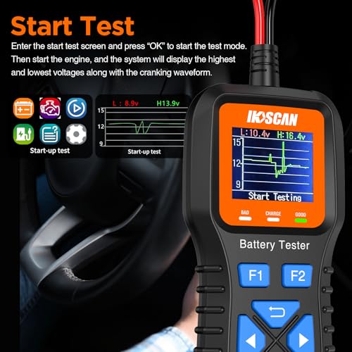 IKOSCAN K1S Car Battery Tester 24V 12V Load Tester | 100-2000CCA Car Alternator Tester,Alternator Analyzer,for Car Truck SUV Boat Yacht Motorcycle ATV