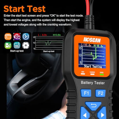IKOSCAN K1S Car Battery Tester 24V 12V Load Tester | 100-2000CCA Car Alternator Tester,Alternator Analyzer,for Car Truck SUV Boat Yacht Motorcycle ATV