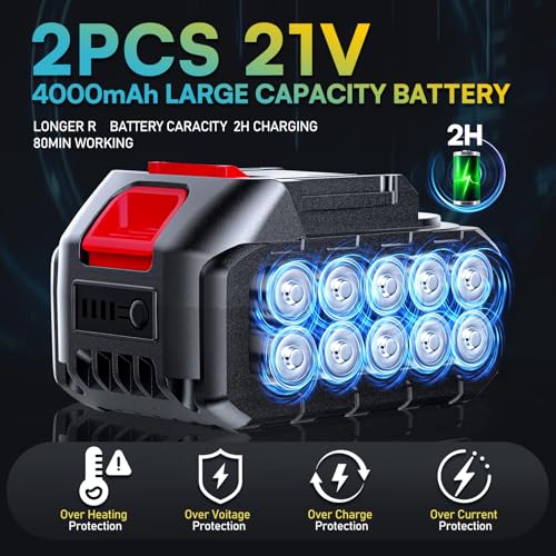 Upgrade Cordless Car Buffer Polisher with 21V 2×4000mAh Battery,6 In Brushless Buffer Polisher Kit, 600W Orbital Polisher with 6 Variable Speed for Car Detailing Waxing Scratch Removing - size: 4.0AH BufferPolisher