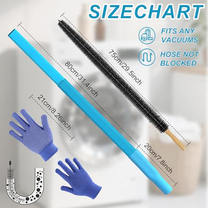 3PCS Upgraded Dryer Vent Cleaner Kit: Universal Vacuum Hose Attachment for Lint Removal Fits All Vacuums Cleaner Vacuum Hose With Brush Lint Brush Gloves - color: Blue Black
