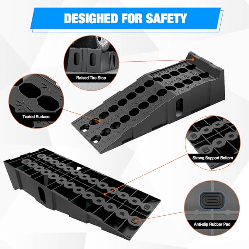Nilight Car Ramps, 6.7 Inch Lift Vehicle Service Ramps | 16,000lb. GVW Capacity Per Pair, Ideal for Oil Changes and Garage Repairs, Heavy Duty Ramps for Trucks, SUVs and Cars - size: Truck Ramp