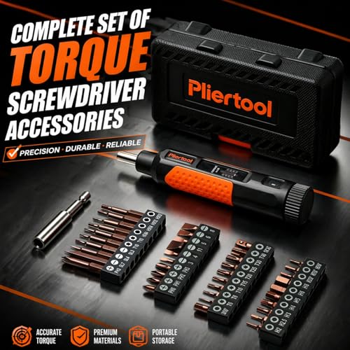 42Pcs Preset Torque Screwdriver Wrench Driver Set 10-80 Inch Pound | 1/4” Drive Torque Wrench Screwdriver Set with S2 Bits for Maintenance, Tools, Bike Repairing and Mounting
