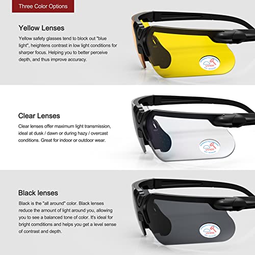 xaegistac Shooting Glasses with Case-Safety Glasses Anti Fog | Z87.1 Certificated Impact Resistance Safety Glasses for Hunting Shooting Sports - color: Black