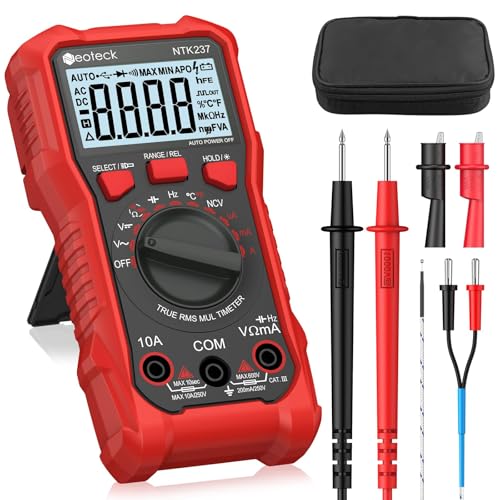 Neoteck 2000 Counts Digital Multimeter with NCV, AC/DC Voltage Current | CAT III 600V with Resistance Capacitance Live Wire Frequency Temperature Duty Cycle Continuity Diode for Student Lab-Red - color: Red, size: 2000Counts(AC/DC 600V)