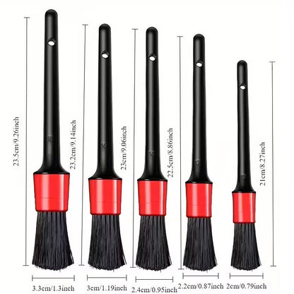 5-Piece Detailing Brush Set for Car Cleaning - Interior Dashboard, Air Vent, Exterior Wheel, and Precision Detailing Brushes for Auto Detailing