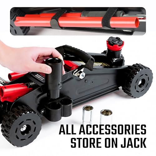 2 Ton (4,400 lbs) Hydraulic Off-Road Floor Jack with Big Wheels, Heavy-Duty Steel Construction, Adjustable Height Saddle for Trucks, SUVs & ATVs