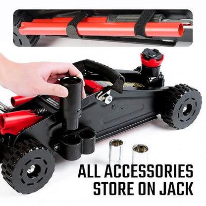 2 Ton (4,400 lbs) Hydraulic Off-Road Floor Jack with Big Wheels, Heavy-Duty Steel Construction, Adjustable Height Saddle for Trucks, SUVs & ATVs