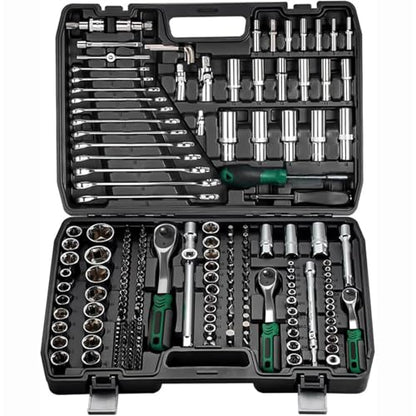 72-Tooth 216pcs Ratchet Socket Wrench Set,Wrench And Socket Set | Reversible Ratchet Wrench with Universal Joint And Extension Bars, Mechanics wrench Tool Set for Automotive