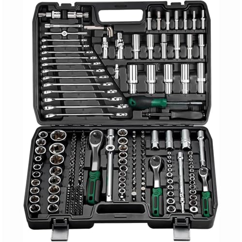 72-Tooth 216pcs Ratchet Socket Wrench Set,Wrench And Socket Set | Reversible Ratchet Wrench with Universal Joint And Extension Bars, Mechanics wrench Tool Set for Automotive