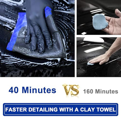 Clay Towel 2 Pack Auto Detailing - Fine Grade Microfiber Car Chamois Towel - DIY Detail Clay Bar Alternative - color: Blue, size: 2 Pack