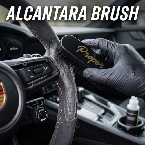 Premium Horse Hair Leather Brushes Set for Car Detailing, Furniture & Upholstery - Professional Horsehair Cleaning Brush for Couch, Car Seats, Alcantara & Interior Surfaces