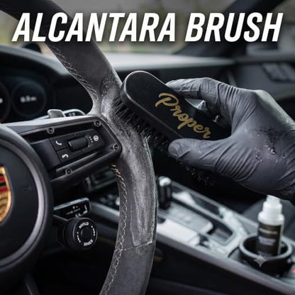 Premium Horse Hair Leather Brushes Set for Car Detailing, Furniture & Upholstery - Professional Horsehair Cleaning Brush for Couch, Car Seats, Alcantara & Interior Surfaces
