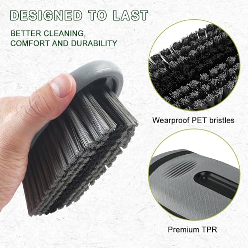 Carpet and Upholstery Cleaning Brush, Stiff Bristle Carpet Detailing Scrubber Brush, Multi-Functional Car Detailing Scrub Brushes, Cleaning Brushes for Car and Home Couch Floor Mats (Gray) - color: Gray