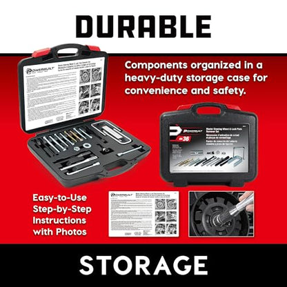 Powerbuilt Master Steering Wheel and Lock Plate Puller Kit, Foreign and Domestic Vehicles, 16 Piece Car Repair Tool Set - 648748 - style: 16 Piece