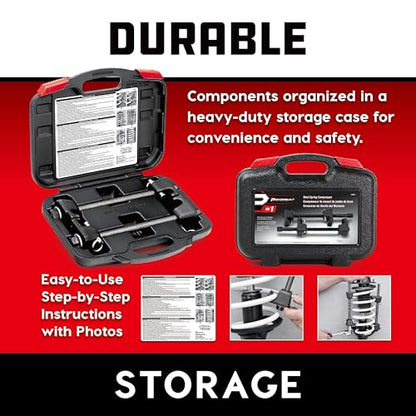 Powerbuilt Strut Spring Compressor Kit, Remove and Install Coil Springs, Tighten Compressor, Car Repair, 2 Piece, Storage Case 648627 - style: 5 Piece