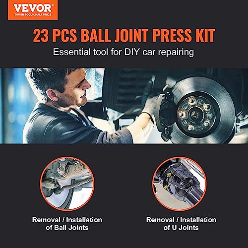 VEVOR Ball Joint Press Kit, 23 pcsTool Kit, C-Press Ball Joint Removal and Install Tools, for Most 2WD and 4WD Cars, Including 2-9/64 Inch,1-59/64 Inch Ball Joint Sockets Compatible with Chrysle - style: 23 PCS