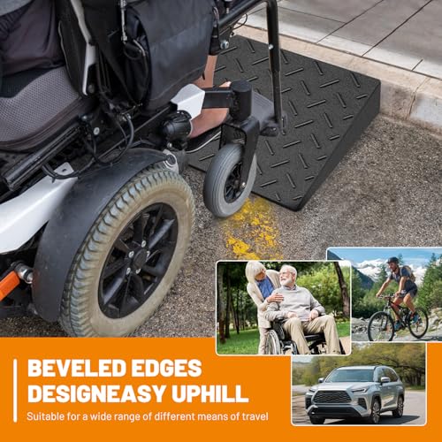 2 Pack 2'' Rise Driveway Curb for Ramps,Driveway Ramp Car Slope Ramp for Loading Dock Bike Vehicle Warehouse Sidewalk Wheelchair(38.6 x 9.8 x 2 Inch) - size: 2" Rise
