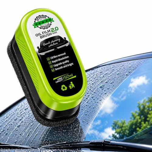Upgrade Automotive Windshield Oil Film Remover Brush - Reusable, Heavy-Duty Microfiber Scrubber for Stubborn Grime, Bugs, Sap on Car Glass, Windows, Mirrors - Car Glass Cleaning Tool