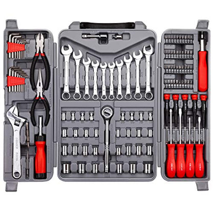 CARTMAN 123-Piece Socket Wrench Tool Set, Auto And Home Repair Kit Case Box | Versatile socket wrench and tool assortment for auto repairs, garage work, DIY projects, home fixes, and general maintenance. - style: 123 PC