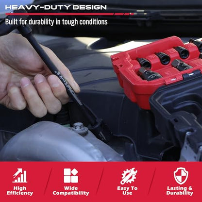 73-Piece Hex Torx Bit Impact Socket-Set, Master Impact Socket Set, SAE Metric Deep Shallow Sockets Torx Bit Sockets Includes Ratchet Handle, Adapters, Impact Universal Joint, Extension Bars - style: 73-Piece Master Impact Set