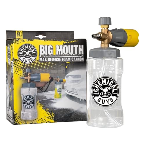 Chemical Guys, Big Mouth Max Foam Cannon for Pressure Washers, 34 oz Bottle | Thick clinging shaving-cream foam, wide-mouth fill, adjustable nozzle and stainless fittings for cars and home - style: EQP324