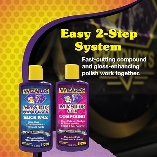Wizards Buffing Polisher Kit – Foam Cutting Polishing Pads with Wax and Compound - Car Auto Body Scratch Remover - Orbital Buffer Attachment for Painted Surfaces - Paint Correction and Polishing