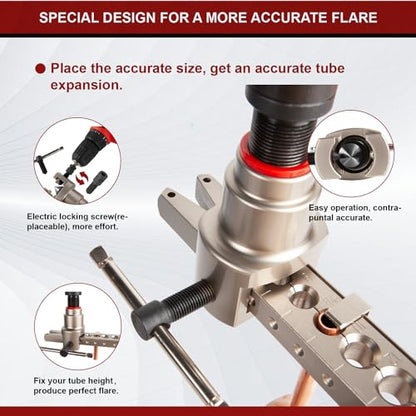 Wostore Manual & Electric Eccentric Flaring Tool - 9 Dies for Eccentric Flares on 6mm,1/4",9mm,3/8",10mm,12mm,1/2",5/8"(16mm)&3/4"(19mm) Copper Pipes - Ideal for Refrigeration HVAC Plumping Work… - size: Manual and Electric 9 size tool