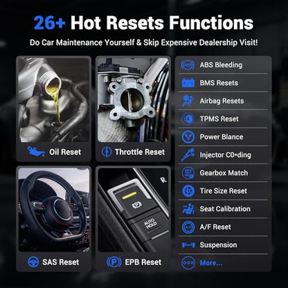 VDIAGTOOL D200 Bidirectional OBD2 Scanner, Bluetooth Car Diagnostic Scan Tool, Full System Diagnosis, 26 Resets (49+ Upgradeable), Lifetime Free Updates, CAN-FD & FCA AutoAuth for iOS & Android
