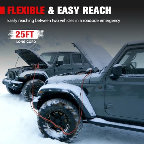 FIERYRED 1 Gauge 25 FT Quick Connect Jumper Cables, 1000A Heavy Duty Booster Cables with Travel Bag，Battery Jumper Cable for Truck, Diesel Trucks, SUV and Car - size: 1 Gauge 25 FT