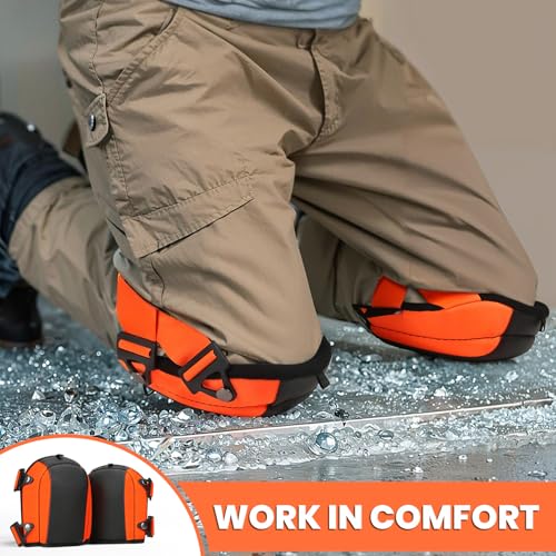 Professional Knee Pads, Heavy Duty Foam Padding, Anti-Slip Gardening Knee Pads with Adjustable Straps and Easy-Fix Clips for Construction Flooring Plumbing Cleaning