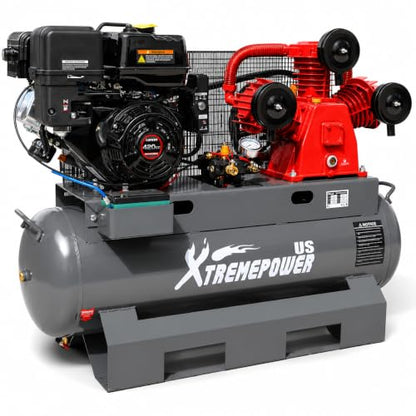 XtremepowerUS 13.0HP Horizontal Air Compressor Tank 30 Gallon Tank Gas-Powered 3-Cylinder Service Truck Mount Workshop, Construction Sites, Machinery