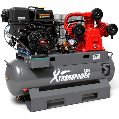 XtremepowerUS 13.0HP Horizontal Air Compressor Tank 30 Gallon Tank Gas-Powered 3-Cylinder Service Truck Mount Workshop, Construction Sites, Machinery