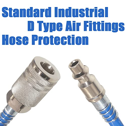 Air Blow Gun kit High Flow with 8mm OD 16ft Long Coil PU Air Hose Air Duster Blow Gun Kit Tee Quick Connector(Blue) - color: Blue