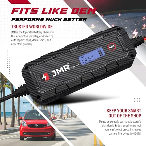 JMR 12V Battery Charger for Smart, 12V Cig. Port, Add Lithium Mode | Trickle Charger Conditioner Maintainer For Crossblade Fortwo City-Coupé Forfour Roadster All Models - size: Add Lithium Mode