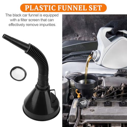 6 Pcs Automotive Funnels Set | Wide Mouth Fuel Funnels with Detachable Spout and Filter, Oil Funnel Kits for Filling Coolant, Engine Oil, Water, Gasoline