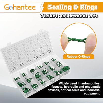 310PCS Car A/C Repair Kit O-Ring Set AC Valve Cores R12 R134a Refrigeration | 270PCS O-Ring Seals Kit 18 Sizes + 40PCS Car Air Conditioner Valve Core with Double Head Dual Dismantling Remover Tool