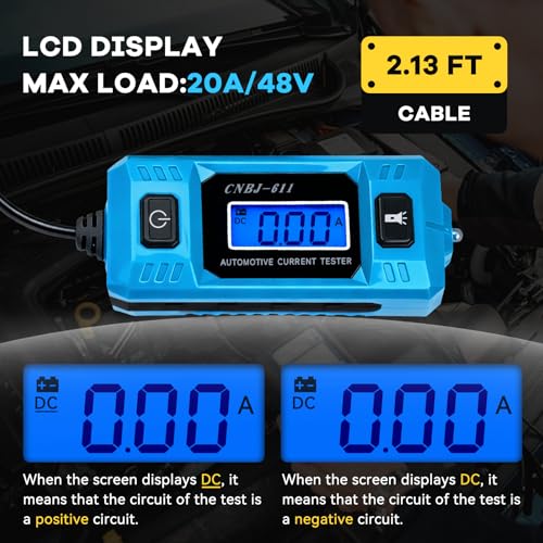 Automotive Circuit Fault Probe Tester CNBJ-611, High-Precision 20A 48V Automotive Current Tester with LCD Display & Front Lighting, Car Circuit Probe Tester Relay Fuse Checker for Vehicles