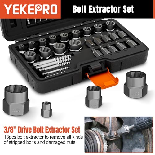 40-Piece Metric Bolt & Screw Extractor Set with Left Hand Cobalt Drill Bit Set, Easy Out Broken Stripped Screw Removal Tool for Damaged, Frozen, Studs, Rusted, Rounded-Off Bolts, Nuts & Screws - size: 40PCS