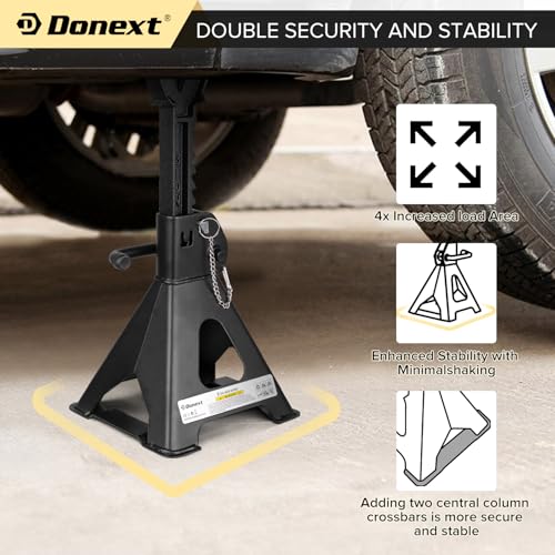 Jack Stands, 3 Ton (6,000 lbs) Capacity Car Jack Stands Double Locking, 11.4"-16.54" Adjustable Height, Car Stand for Lifting, Black, 1 Pair - color: New Black