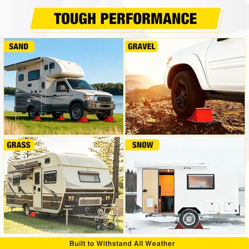 Nilight Wheel Chocks, Heavy Duty Wheel Stopper for Car, Truck, RV, Trailer, Caravan, Motorcycle, 8.7" x 4.8" x 4.2", 2-Pack(Red) - color: Red