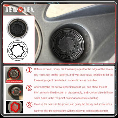 R Wheel Locking Nut Key Compatible with Audi Series, (Socket OD 27mm - ID 25mm), Wheel Lock Nut Socket Adapter, Wheel Anti-Theft Lug Nut Removal Tool, Anti-Theft Screw Remover - size: Socket R