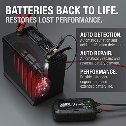NOCO GENIUS10: 10A 6V/12V Smart Battery Charger – Automatic Maintainer,Trickle Charger&Desulfator with Overcharge Protection&Temperature Compensation – for Lead-Acid-&Lithium Batteries,(Pack of 4) - size: 10A (Pack of 4)