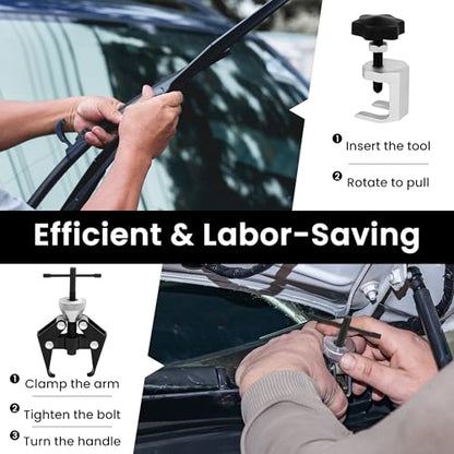 Windshield Removal Tool Set, 3 Pcs Universal Heavy Duty Wiper Arm Puller, Labor-Saving and Deformation-Resistant, with Anti-Slip Knob, Adjustable Jaw, and Precision Thread, for Most Car Truck SUV RV