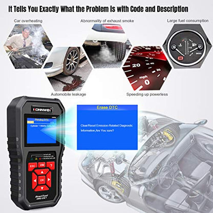 KONNWEI OBD2 Scanner Professional Car OBD II Scanner Auto Diagnostic Fault Code Reader Automotive Check Engine Light Diagnostic EOBD Scan Tool for All OBDII Protocol Cars Since 1996 (Enhanced KW850) - color: Professional Car OBD II Scanner